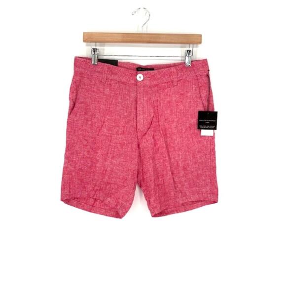 Saks Fifth Avenue Linen Blend Flat Front Bermuda Shorts in Magenta – Size 30 NWT - Picture 1 of 5